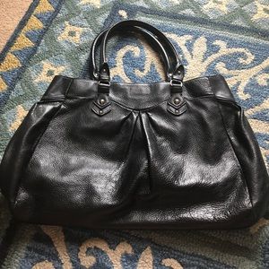 Perlina black leather tote bag